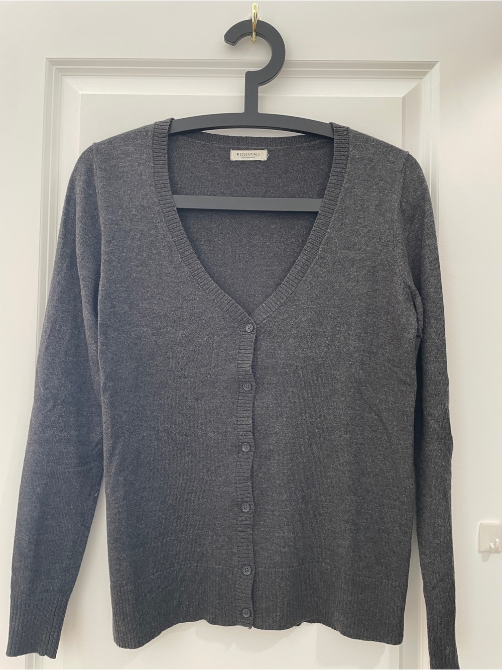 Reitmans Dark Charcoal V-Neck Button Cardigan